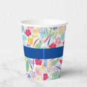 Marineblauw roze wild regenwoud Evergreen bruiloft Papieren Bekers (Rechts)