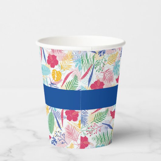 Marineblauw roze wild regenwoud Evergreen bruiloft Papieren Bekers (Rechts)