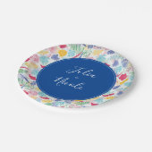 Marineblauw roze wild regenwoud Evergreen bruiloft Papieren Bordje (Gekanteld)