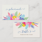 Marineblauw roze wild regenwoud Evergreen bruiloft Plaatskaartje (Voorkant / Achterkant)