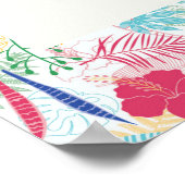 Marineblauw roze wild regenwoud Evergreen bruiloft Poster (Hoek)