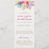 Marineblauw roze wild regenwoud Evergreen bruiloft Programmakaart (Voorkant)