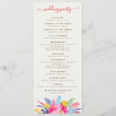 Marineblauw roze wild regenwoud Evergreen bruiloft Programmakaart (Achterkant)