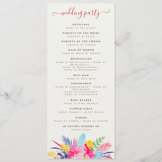 Marineblauw roze wild regenwoud Evergreen bruiloft Programmakaart (Achterkant)