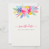 Marineblauw roze wild regenwoud Evergreen bruiloft Save The Date (Achterkant)