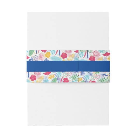 Marineblauw roze wild regenwoud Evergreen bruiloft Uitnodigingen Wikkel (Achterkant Voorbeeld)