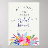 Marineblauw Roze Wilde Regenwoud Bruiloft Feest Poster (Voorkant)