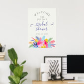 Marineblauw Roze Wilde Regenwoud Bruiloft Feest Poster (Thuiskantoor)