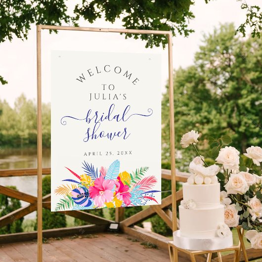 Marineblauw Roze Wilde Regenwoud Bruiloft Feest Poster