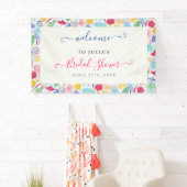 Marineblauw Roze Wilde Regenwoud Bruiloftsfeest Spandoek (Insitu)