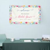 Marineblauw Roze Wilde Regenwoud Bruiloftsfeest Spandoek (Beurs)