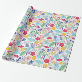 Marineblauw Roze Wilde Regenwoud Groene Huwelijk Cadeaupapier