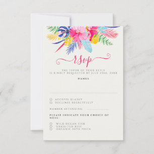 Marineblauw Roze Wilde Regenwoud Groene Huwelijk RSVP Kaartje