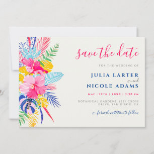 Marineblauw Roze Wilde Regenwoud Groene Huwelijk Save The Date