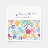 Marineblauw Roze Wilde Regenwoud Groene Huwelijk Servet (Voorkant)