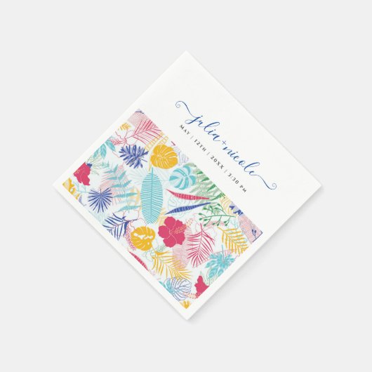 Marineblauw Roze Wilde Regenwoud Groene Huwelijk Servet (Hoek)