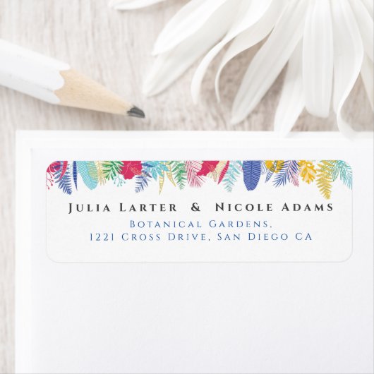 Marineblauw Roze Wilde Regenwoud Groene Huwelijksk Etiket (Insitu)