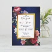 Marineblauw rozen met vuurwapens kaart (Staand voorkant)