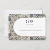 Marineblauw RSVP Bruiloft invoegen  Art Nouveau Kaart (Voorkant)