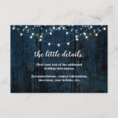 marineblauw rustiek hout informatiekaartje (Voorkant)