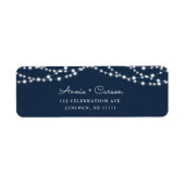 Marineblauw rustiek String Licht Retouradres Label (Voorkant)