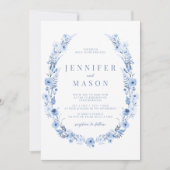 Marineblauw rustiek wildflower bruiloft Uitnodigin Kaart (Voorkant)