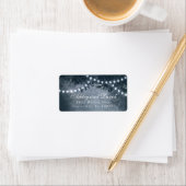 Marineblauw rustieke boomlichten Retouradreslabel Etiket (Insitu)