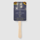 Marineblauw rustieke zonnebloemen chique bruiloft  handwaaier (Achterkant)