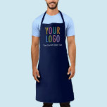 Marineblauw Schort Promotionele Custom Company Log<br><div class="desc">Personaliseer dit all-over-print schort met uw eigen bedrijf logo of afbeelding en aangepaste tekst. De tekst kan een naam, bedrijfstaklijn, websiteadres, handvat voor sociale media of andere gepersonaliseerde tekst zijn om jezelf uit te drukken. Verkrijgbaar in marineblauw en andere kleuren (alle kleuren zijn aanpasbaar). Verkrijgbaar in grote, middelgrote en kindermaat....</div>
