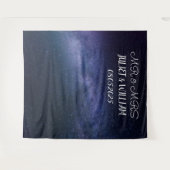 Marineblauw Schrift Mr & Mrs Trouw Achtergrond ban Wandkleed (Voorkant (horizontaal))