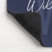 Marineblauw Script Gepersonaliseerd Monogram en Na Muismat (Hoek)