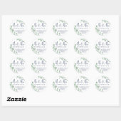 Marineblauw Script Groene wijnstok bruiloft retour Ronde Sticker (Vel)