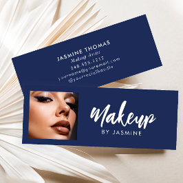 Marineblauw Script Photo Make-up Mini Visitekaartje