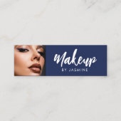 Marineblauw Script Photo Make-up Mini Visitekaartje (Voorkant)