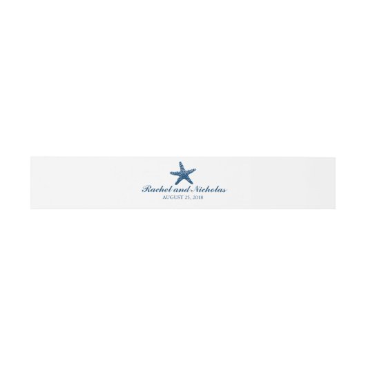 Marineblauw sierlijke zeester | Bruiloft Uitnodigingen Wikkel (Vlak)