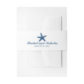 Marineblauw sierlijke zeester | Bruiloft Uitnodigingen Wikkel (Voorkant Voorbeeld)