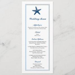 Marineblauw sierlijke zeesterren bruiloft Menu