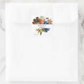 Marineblauw, Sinaasappel, & Bruin Bloemen Dank u 2 Vierkante Sticker (Tas)