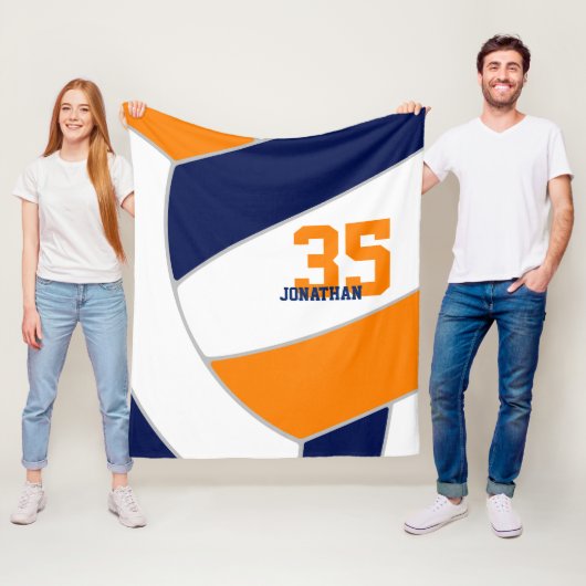 marineblauw sinaasappel jongens meisjes ginormus v fleece deken (In situ)