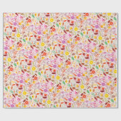 Marineblauw Sinaasappel Lente Tulp Bloemen Bruilof Cadeaupapier (Vlak)