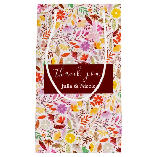 Marineblauw Sinaasappel Lente Tulp Bloemen Bruilof Klein Cadeauzakje (Voorkant)