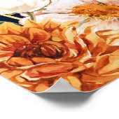 Marineblauw sinaasappel salie bloemen welkomstbord poster (Hoek)