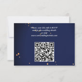 Marineblauw sinaasappel wit rozen bruiloft RSVP (Achterkant)