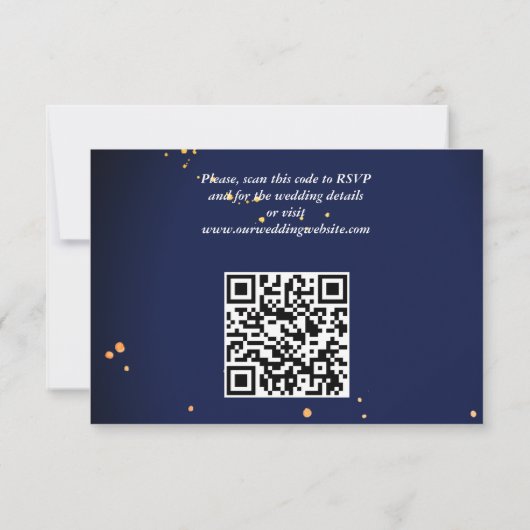 Marineblauw sinaasappel wit rozen bruiloft RSVP (Achterkant)