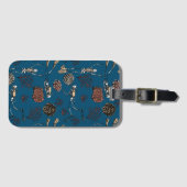 Marineblauw skelet duiker koraal monogram bagagelabel (Voorkant (horizontaal))