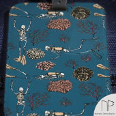 Marineblauw skelet duiker koraal monogram bagagelabel