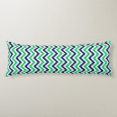 Marineblauw, Smaragd, Groot Chevron ZigZag Patroon Lichaamskussen (Voorkant)