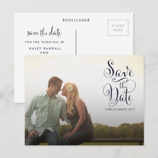 Marineblauw sparen de Aankondiging van de Briefkaart (Voorkant / Achterkant)