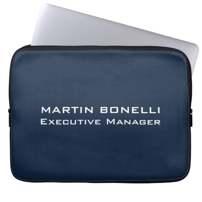 Marineblauw Speciale Unieke Moderne Executive Mana Laptop Sleeve (Voorkant)