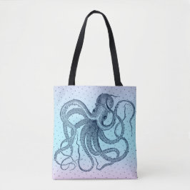 Marineblauw Steampunk Octopi Illustratie Tote Bag